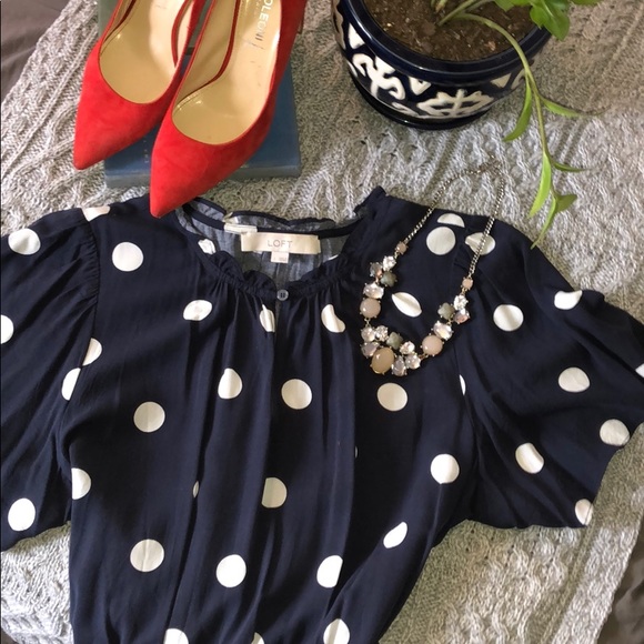 LOFT Dresses & Skirts - LOFT Navy Polka Dot Dress